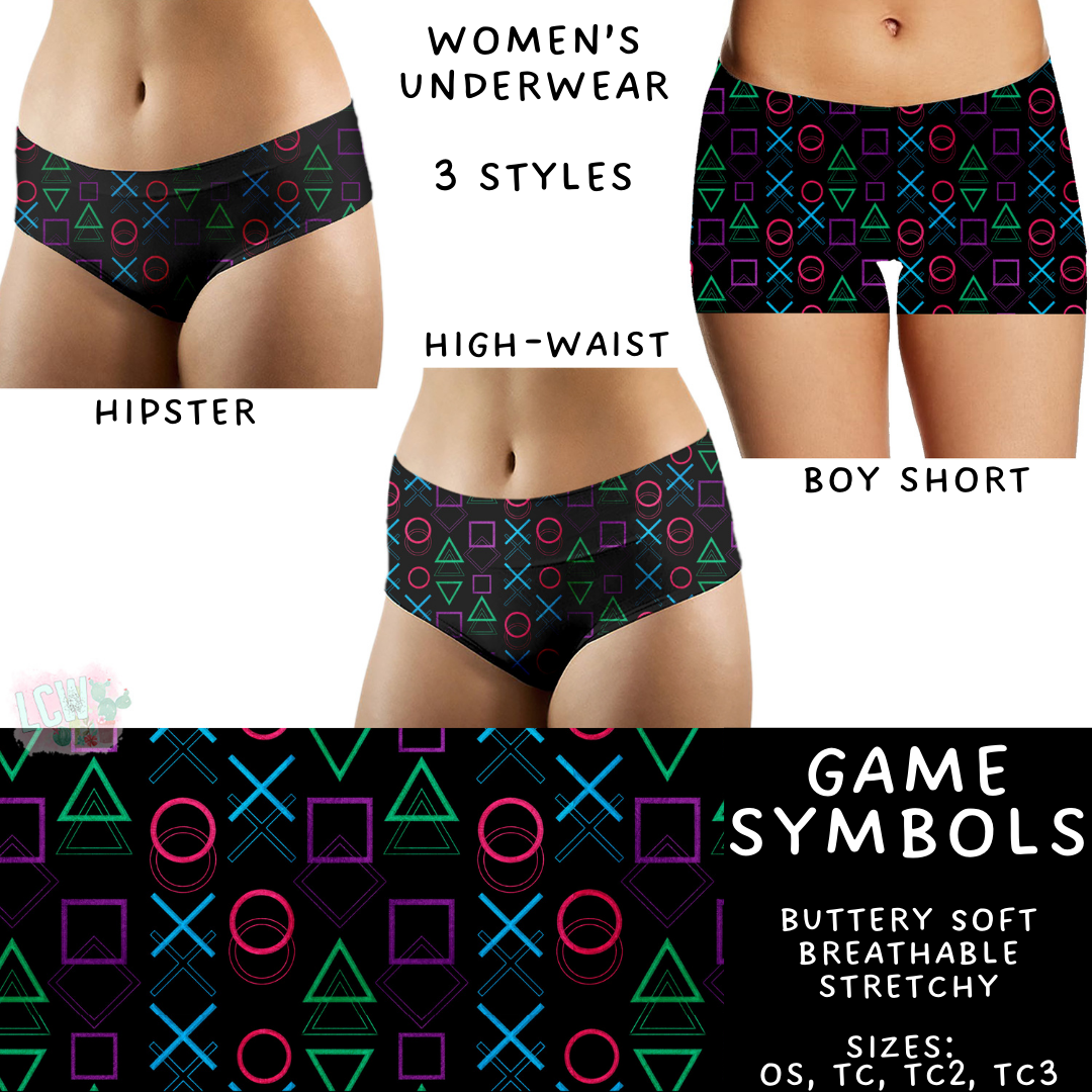 Batch #340 - Comfortable Underwear 4 - Closes 5/16 - ETA early July - Game Symbols Women's Underwear