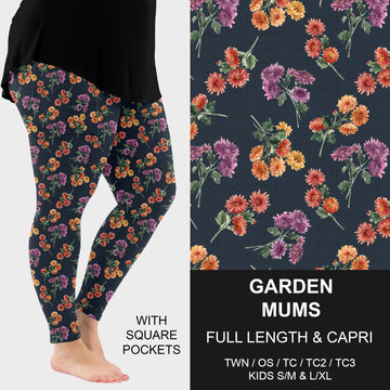 B308 - Preorder Garden Mums Leggings w/ Pockets (Closes 8/16. ETA: late Oct.)