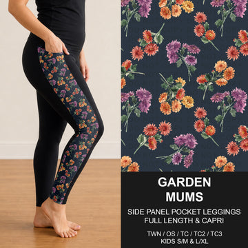B308 - Preorder Garden Mums Side Panel Pocket Leggings (Closes 8/16. ETA: late Oct.)