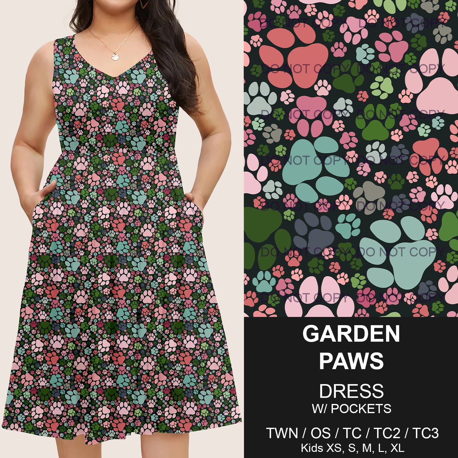 B217 - Preorder Garden Paws Sleeveless Pocket Dress (Closes 3/12. ETA: late May)