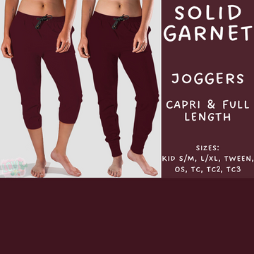 Ready To Ship - Solid Garnet Full and Capri Length Joggers