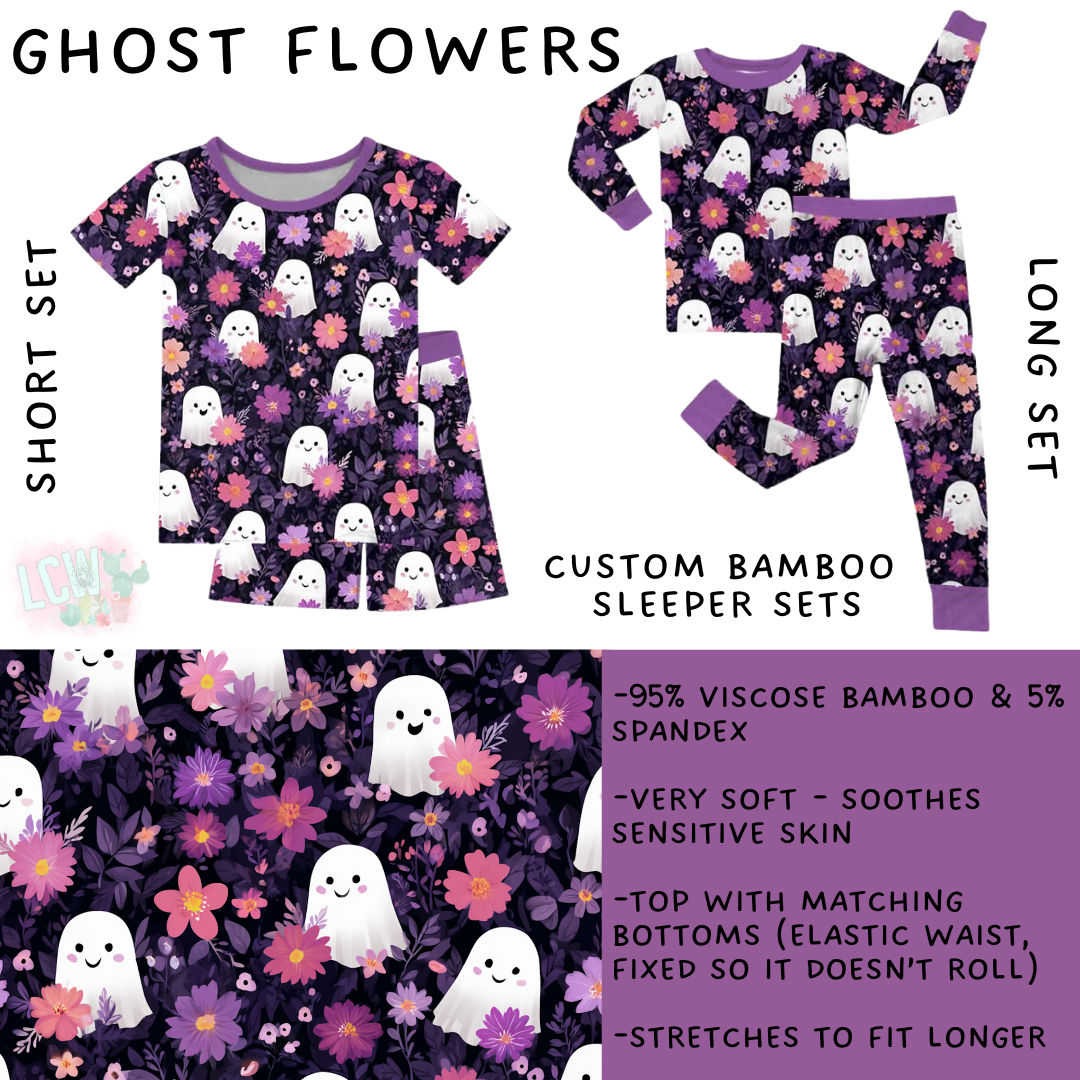 Ready to Ship - Ghost Flowers Bamboo Long Sleeper Set - 2T & 4T