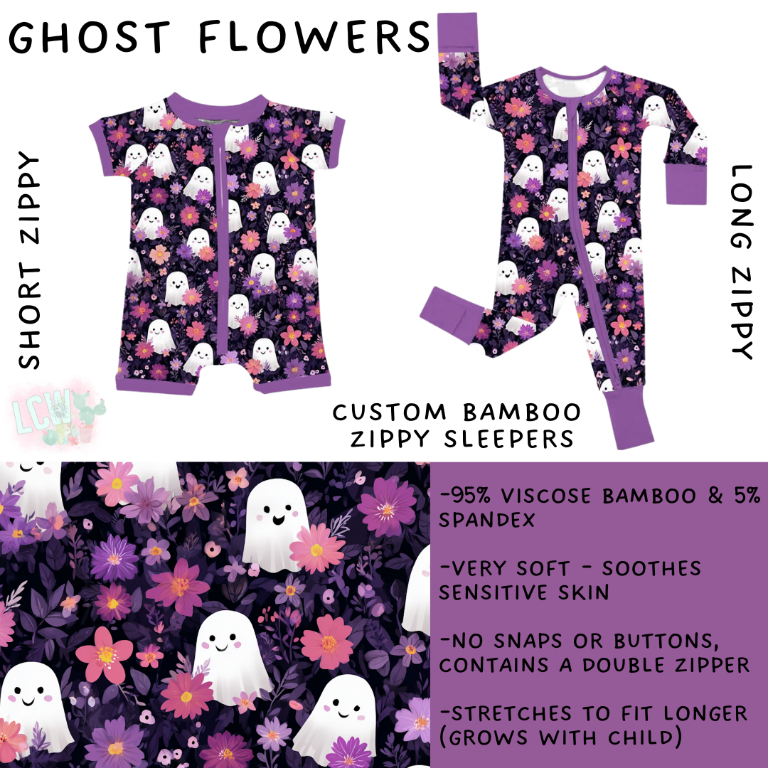 Ready to Ship - Ghost Flowers Long Zippy Sleeper - 18-24 mo, 2T & 3T