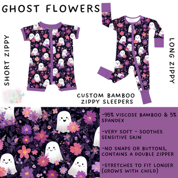 Ready to Ship - Ghost Flowers Long Zippy Sleeper - 18-24 mo, 2T & 3T