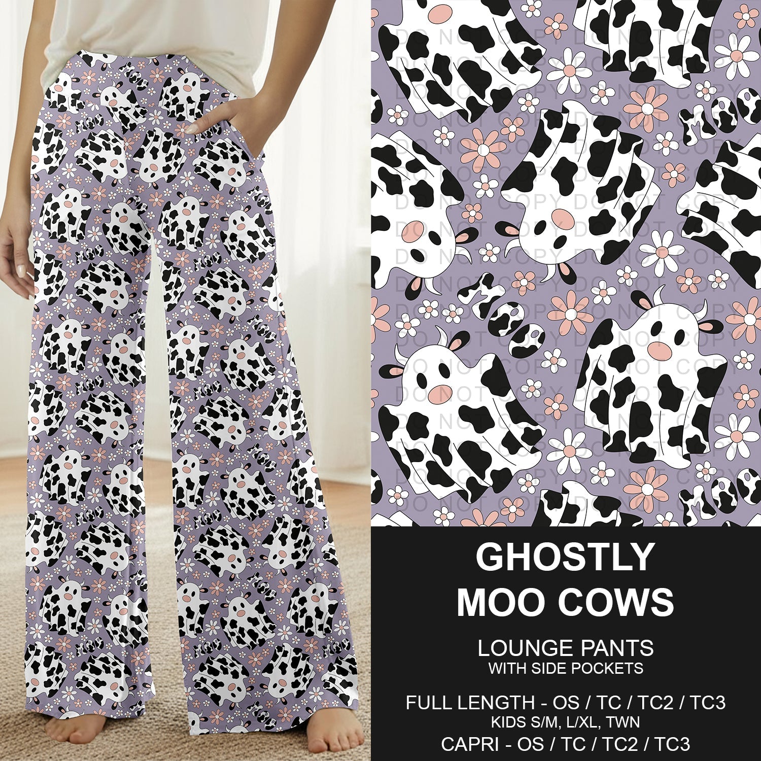 B307 - Preorder Ghostly Moo Cows Lounge Pants (Closes 8/02. ETA: early Oct.)