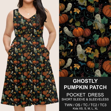 B302 - Preorder Ghostly Pumpkin Patch Pocket Dress (Closes 7/24. ETA: early Oct)