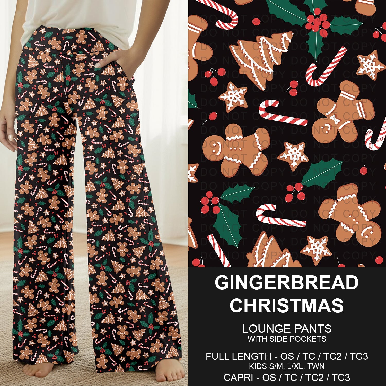 B303 - Preorder Gingerbread Christmas Lounge Pants (Closes 7/26. ETA: early Oct.)