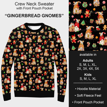 B185 - Preorder Gingerbread Gnomes Sweater w/ Front Pocket (Closes 10/01. ETA early Dec.)