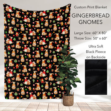 B186 - Pre-Order Gingerbread Gnomes Fleece Blanket (Closes 10/04. ETA: early Dec)