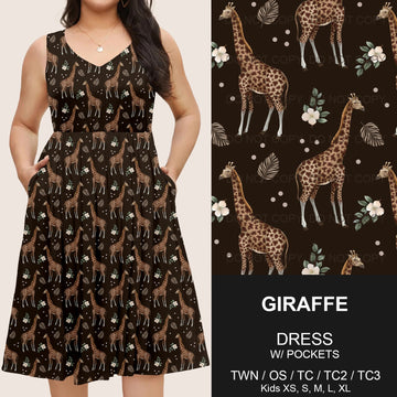 B217 - Preorder Giraffe Sleeveless Pocket Dress (Closes 3/12. ETA: late May)