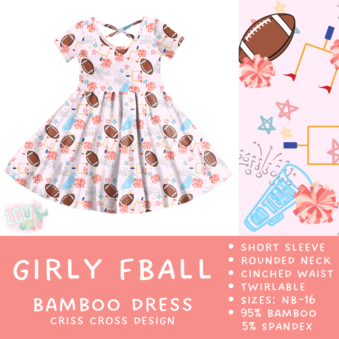 Ready to Ship - Girly Football Criss-Cross Bamboo Dress - 3T & 4T