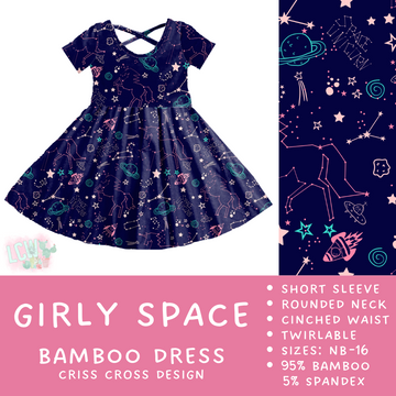 Ready to Ship - Girly Space Criss-Cross Bamboo Dress - 3T, 4T & 5T