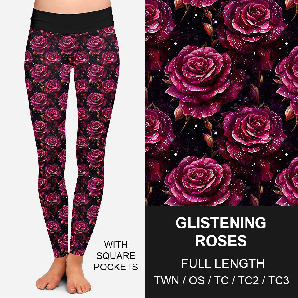 RTS - Glistening Roses Leggings w/ Pockets