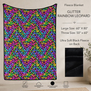 B304 - Pre-Order Glitter Rainbow Leopard Fleece Blanket (Closes 7/31. ETA: early Oct)