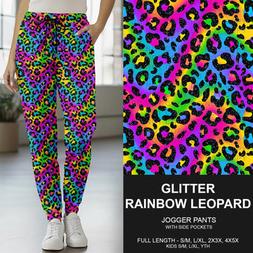 B269 - Preorder Glitter Rainbow Leopard Joggers (Closes 12/28. ETA early March)