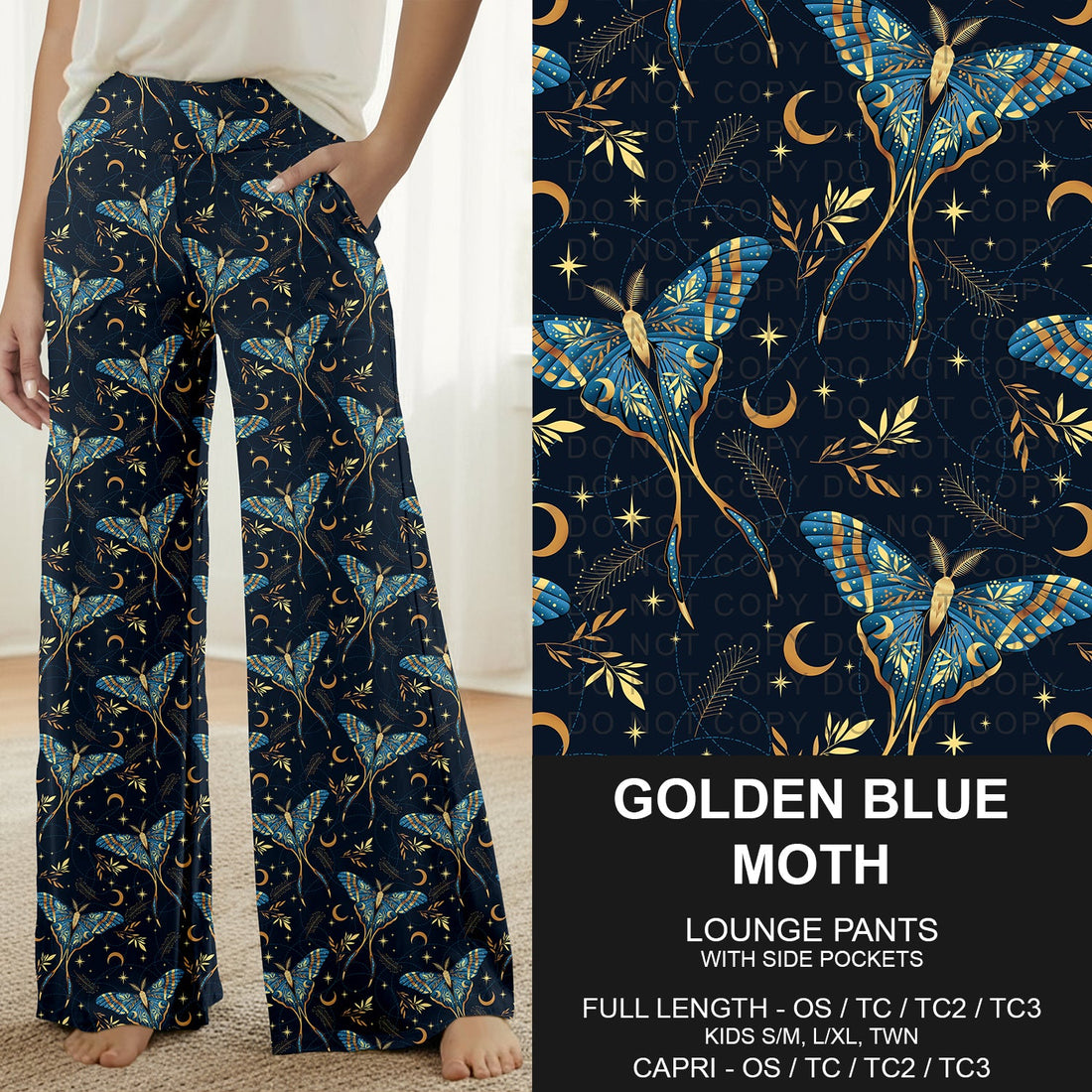 Golden Blue Moth Lounge Pants