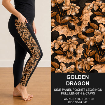 B300 - Preorder Golden Dragon Side Panel Pocket Leggings (Closes 7/15. ETA: mid Sept.)
