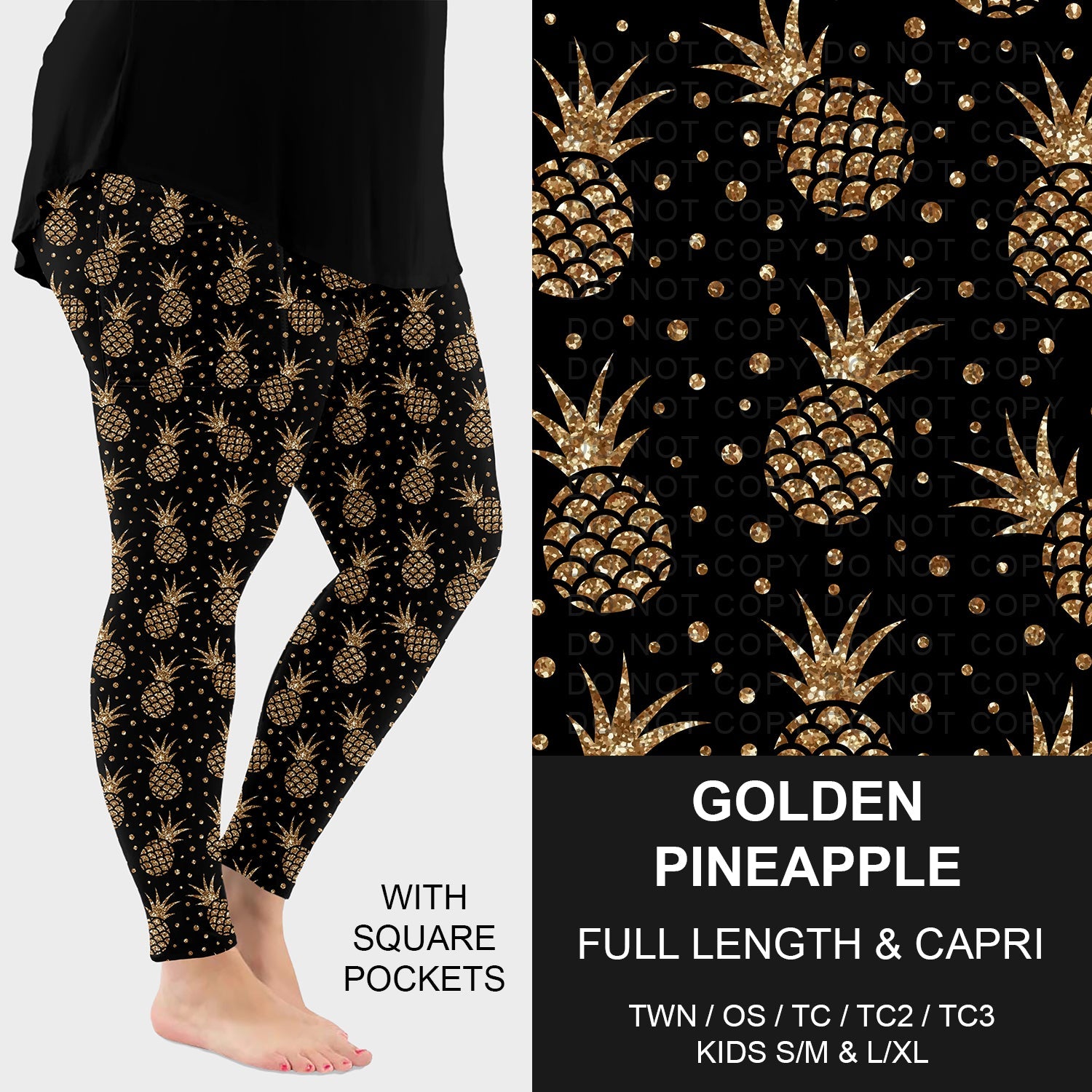 B265 - Preorder Golden Pineapple Leggings w/ Pockets (Closes 12/14. ETA: mid Feb.)