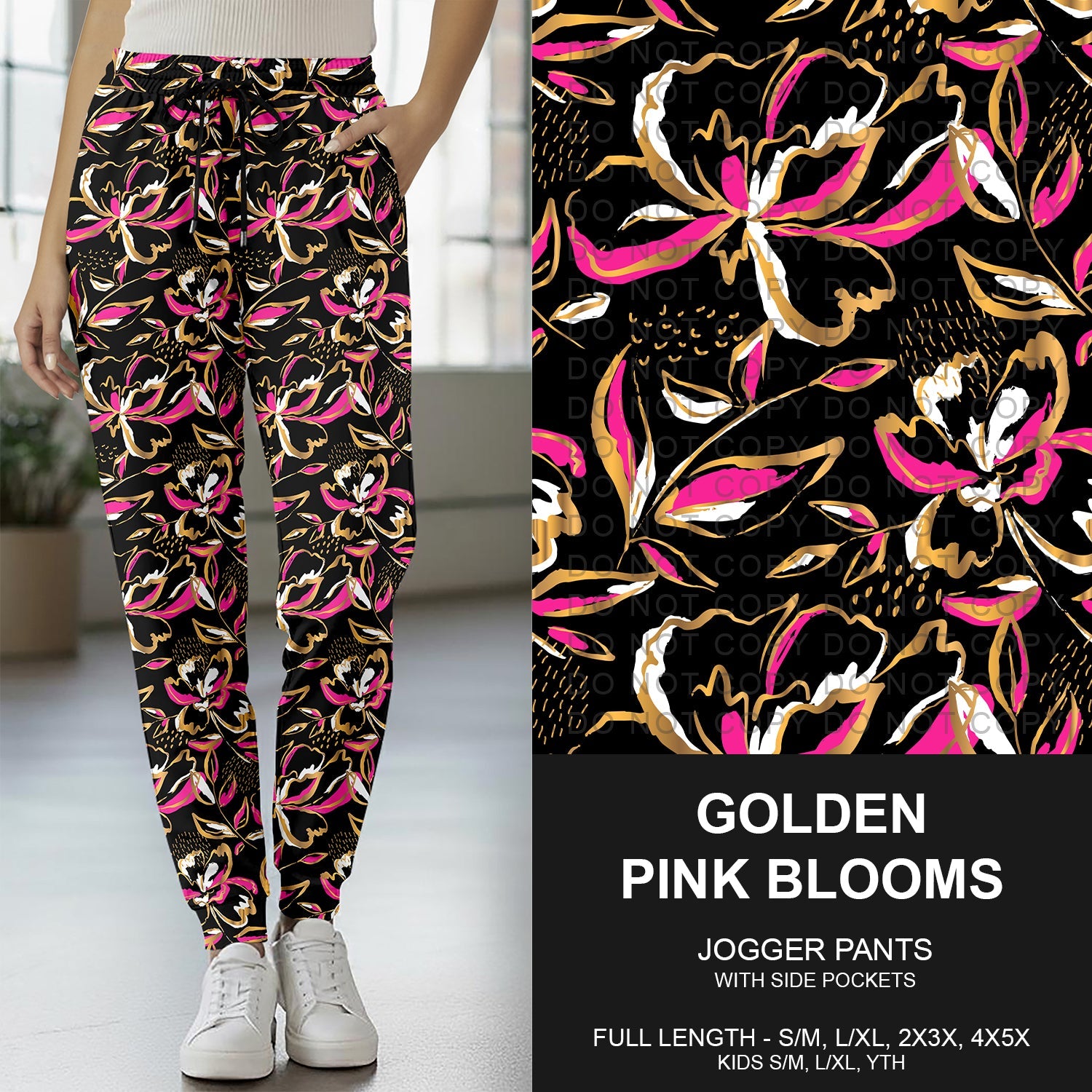 B270 - Preorder Golden Pink Blooms Joggers (Closes 1/18. ETA early April)