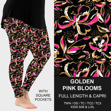 B270 - Preorder Golden Pink Blooms Leggings w/ Pockets (Closes 1/18. ETA: early April)