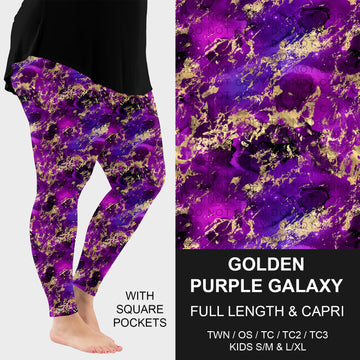B292 - Preorder Golden Purple Galaxy Leggings w/ Pockets (Closes 5/24. ETA: late July)