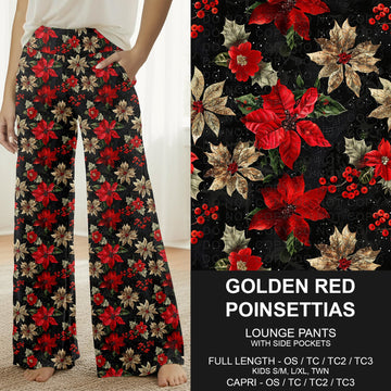 B303 - Preorder Golden Red Poinsettias Lounge Pants (Closes 7/26. ETA: early Oct.)