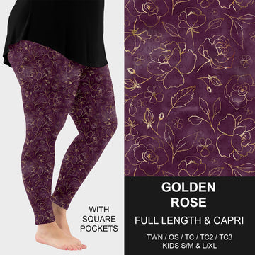 B277 - Preorder Golden Rose Leggings w/ Pockets (Closes 3/08. ETA: mid May)