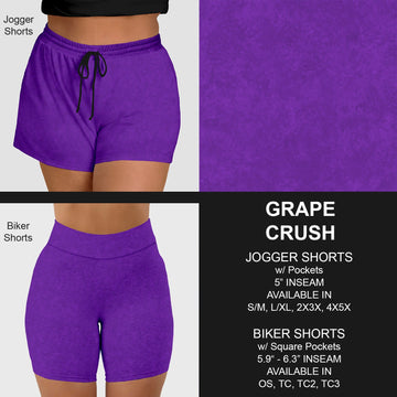 B216 - Preorder Grape Crush Jogger/Biker Shorts (Closes 3/09. ETA: late May)