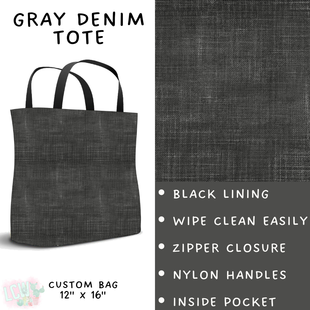 Batch #481 - Colorful Denim - Closes 1/26 - ETA late March - Gray Denim Tote