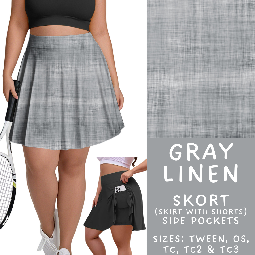Batch #349 - Linen Collection - Closes 6/2 - ETA late July - Gray Linen Skort