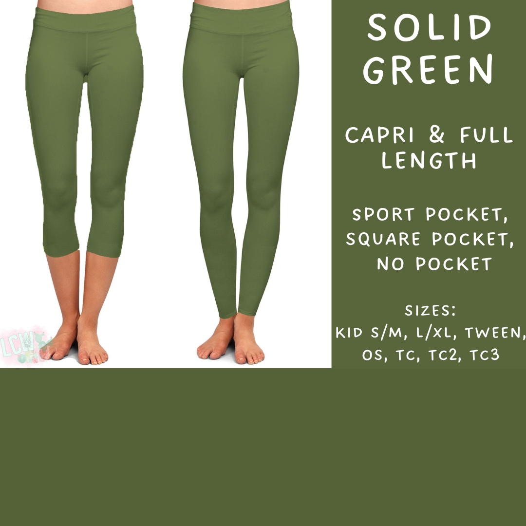 Ready To Ship - Solid Green Full and Capri Length Leggings