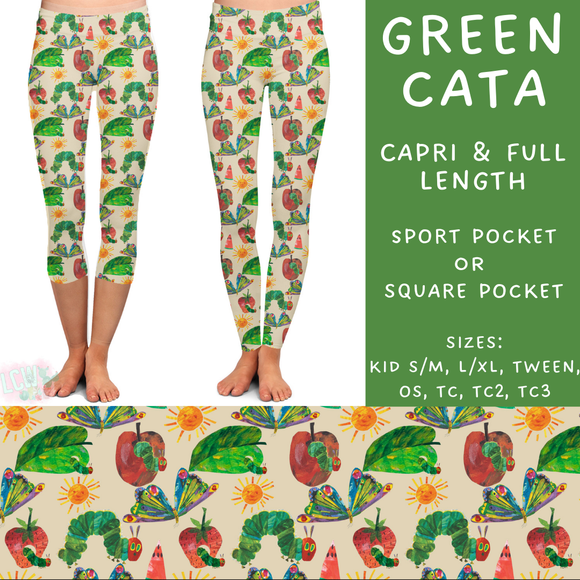 Ready To Ship - Green Cata Full Length Leggings - Sport Pocket OS - Square Pocket OS, TC & TC2