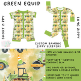 Ready to Ship - Green Equip Short Sleeve Zippy 2T & 3T & Long Zippy Sleeper - 3T