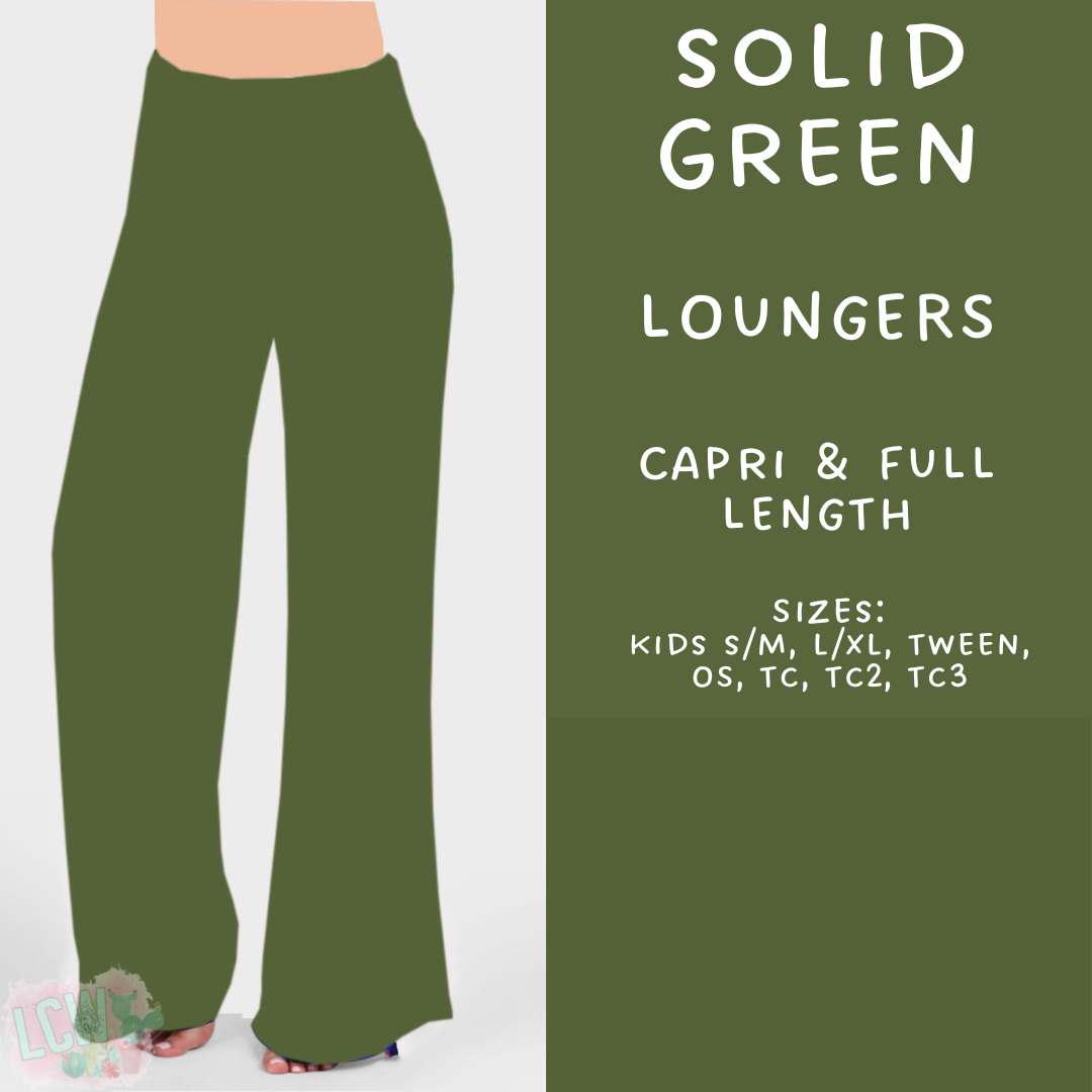 Ready To Ship - Solid Green Capri and Full Length Loungers