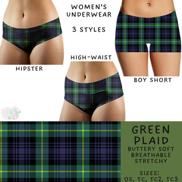 Batch #244 - Comfortable Underwear 2 - Closes 11/27 - ETA mid/late Jan - Green Plaid Women's Underwear