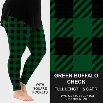 B268 - Preorder Green Buffalo Check Leggings w/ Pockets (Closes 12/28. ETA: mid Feb.)