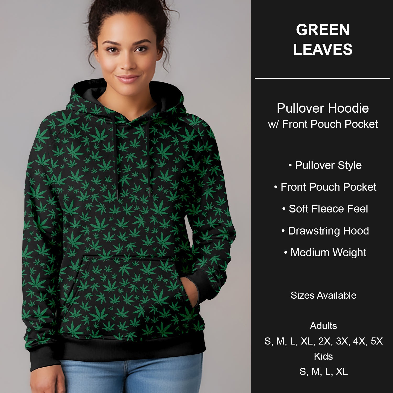 B266 - Preorder Green Leaves Pullover Hoodie (Closes 12/17. ETA late Feb.)