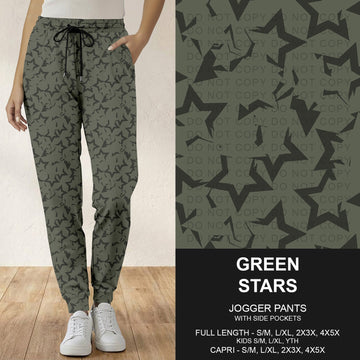 B296 - Preorder Green Stars Joggers (Closes 6/21. ETA: late Aug.)