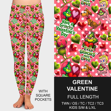 B197 - Preorder Green Valentine Leggings w/ Pockets (Closes 12/01. ETA late Jan.)