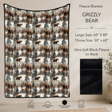 B304 - Pre-Order Grizzly Bear Fleece Blanket (Closes 7/31. ETA: early Oct)
