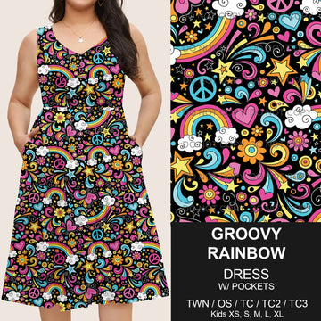 B217 - Preorder Groovy Rainbow Sleeveless Pocket Dress (Closes 3/12. ETA: late May)