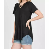Short Sleeve Crisscross Top - Multiple Colors