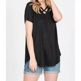 Short Sleeve Crisscross Top - Multiple Colors