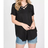 Short Sleeve Crisscross Top - Multiple Colors
