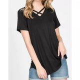 Short Sleeve Crisscross Top - Multiple Colors