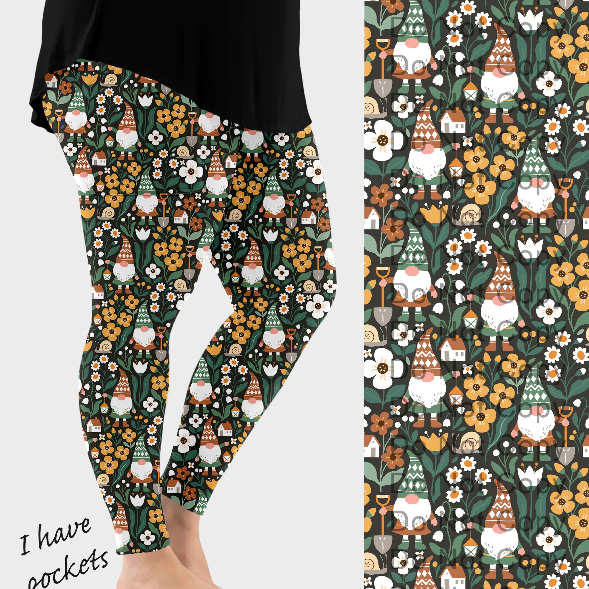 RTS - Garden Gnomes Leggings w/ Pockets