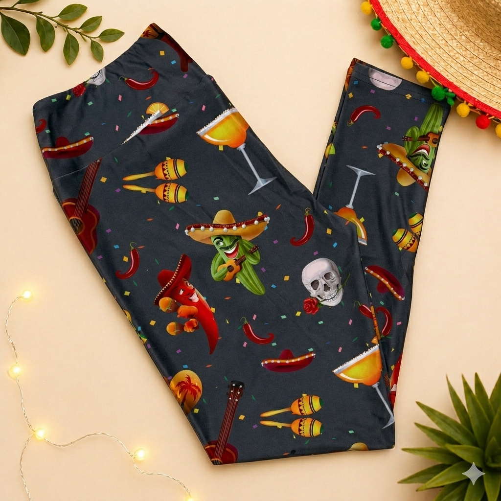 Cinco de Mayo Print High Waisted Leggings