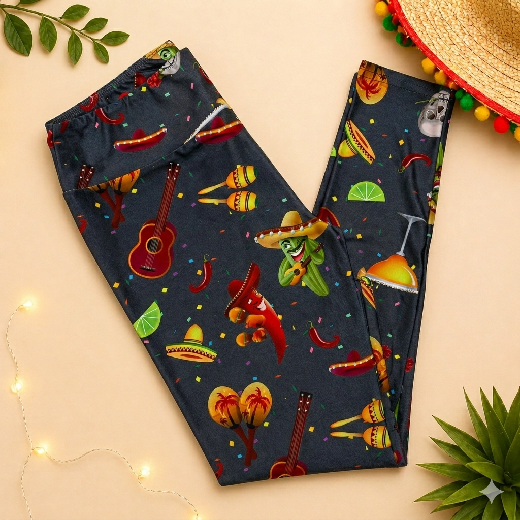Cinco de Mayo Print High Waisted Leggings