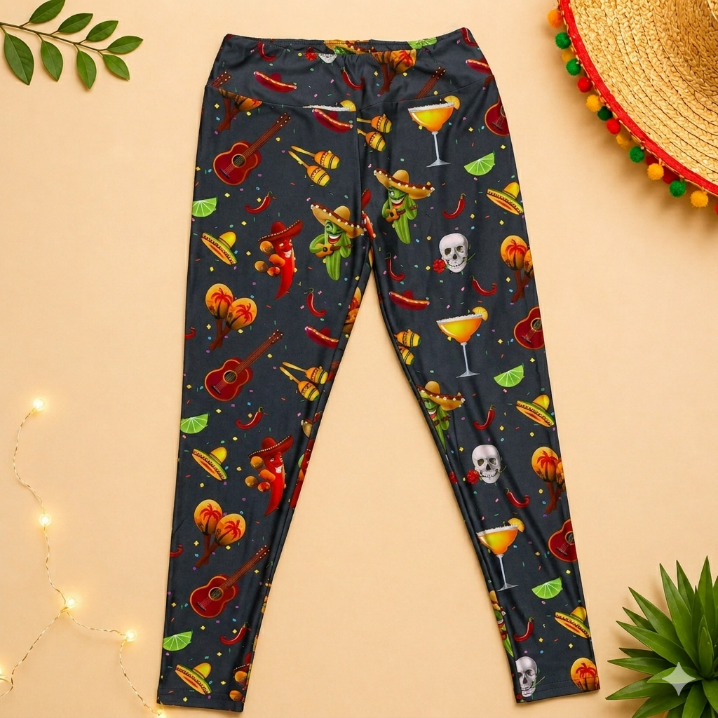 Cinco de Mayo Print High Waisted Leggings