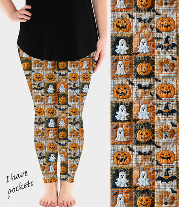 RTS - Ghostly Pumpkin Patch Leggings w/ Pockets